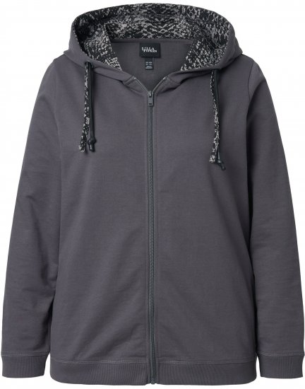Ulla Popken Snake Detail Zip-Up Hoodie Graphite Grey - Puloveri & dukserice - 
