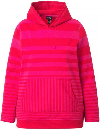 Ulla Popken Oversized Striped Long Sleeve Hoodie Lychee - Puloveri & dukserice - 
