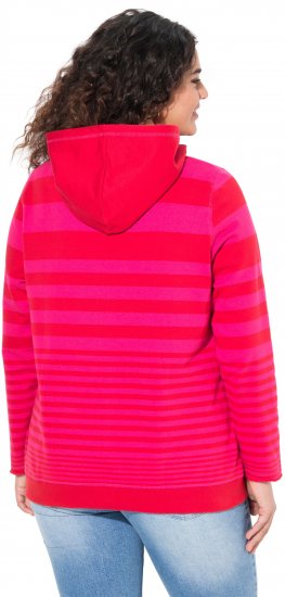 Ulla Popken Oversized Striped Long Sleeve Hoodie Lychee - Puloveri & dukserice - 