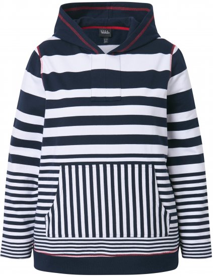 Ulla Popken Oversized Striped Long Sleeve Hoodie Ink Blue - Puloveri & dukserice - 