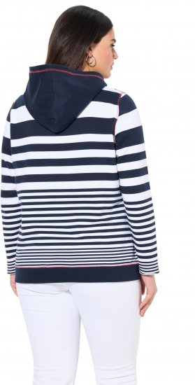 Ulla Popken Oversized Striped Long Sleeve Hoodie Ink Blue - Puloveri & dukserice - 