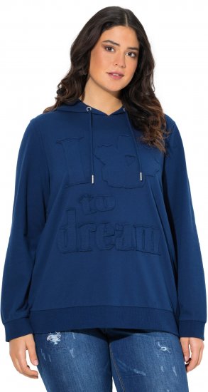 Ulla Popken Applique Lettering Hooded Sweatshirt Dark Blue - Puloveri & dukserice - 