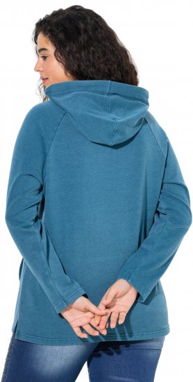 Ulla Popken Rhinestone Drawstring Moon Wash Hoodie Teal - Puloveri & dukserice - 