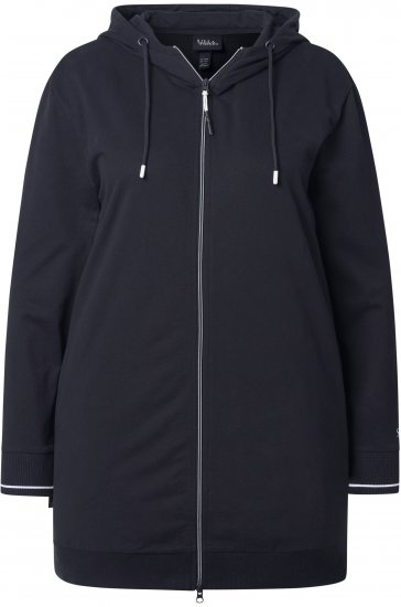 Ulla Popken Contrast Piping Zip-Up Hoodie Black - Puloveri & dukserice - 