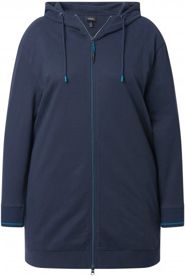 Ulla Popken Contrast Piping Zip-Up Hoodie Navy - Puloveri & dukserice - 