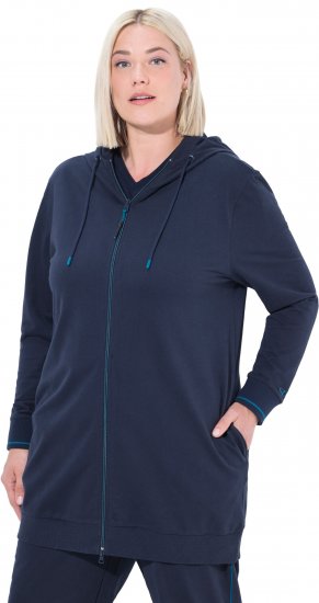 Ulla Popken Contrast Piping Zip-Up Hoodie Navy - Puloveri & dukserice - 