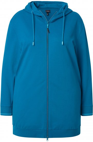 Ulla Popken Contrast Piping Zip-Up Hoodie Smoke Blue - Puloveri & dukserice - 