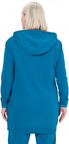 Ulla Popken Contrast Piping Zip-Up Hoodie Smoke Blue - Puloveri & dukserice - 