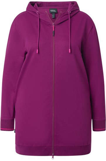 Ulla Popken Contrast Piping Zip-Up Hoodie Pink Berry - Puloveri & dukserice - 