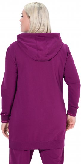 Ulla Popken Contrast Piping Zip-Up Hoodie Pink Berry - Puloveri & dukserice - 