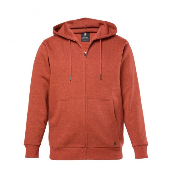 JP1880 Hoodie With Zipper Brick Brown - Puloveri & dukserice - Muške Puloveri & dukserice veliki brojevi
