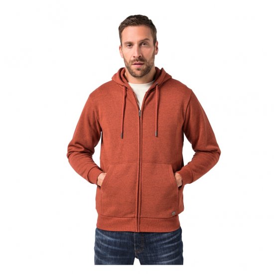 JP1880 Hoodie With Zipper Brick Brown - Puloveri & dukserice - Muške Puloveri & dukserice veliki brojevi