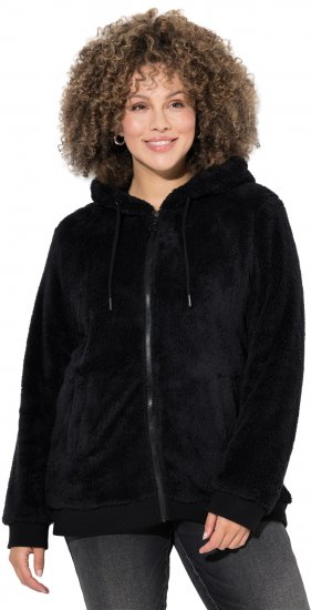 Ulla Popken Teddy Fleece Zip-Up Hoodie Black - Puloveri & dukserice - 