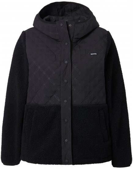 Ulla Popken Mixed Texture Hoodie Black - Puloveri & dukserice - 