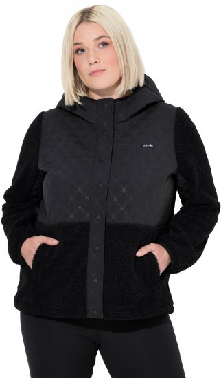 Ulla Popken Mixed Texture Hoodie Black - Puloveri & dukserice - 