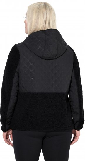 Ulla Popken Mixed Texture Hoodie Black - Puloveri & dukserice - 
