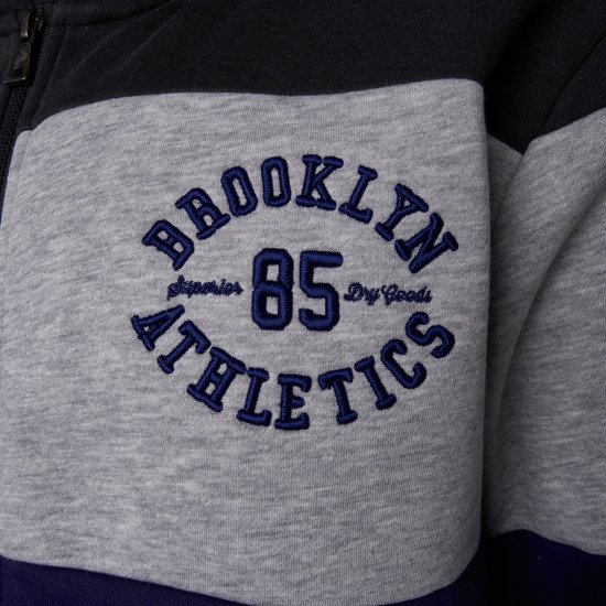 Kam Jeans 7083 Zip Thru Cut & Saw Brooklyn Hoodie Jet Black - Puloveri & dukserice - Muške Puloveri & dukserice veliki brojevi