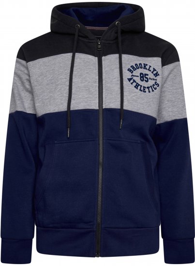 Kam Jeans 7083 Zip Thru Cut & Saw Brooklyn Hoodie Jet Black - Puloveri & dukserice - Muške Puloveri & dukserice veliki brojevi