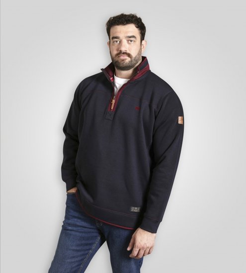 Duke Leicester Quarter Neck Fleece Sweatshirt Navy TALL - TALL puloveri - 