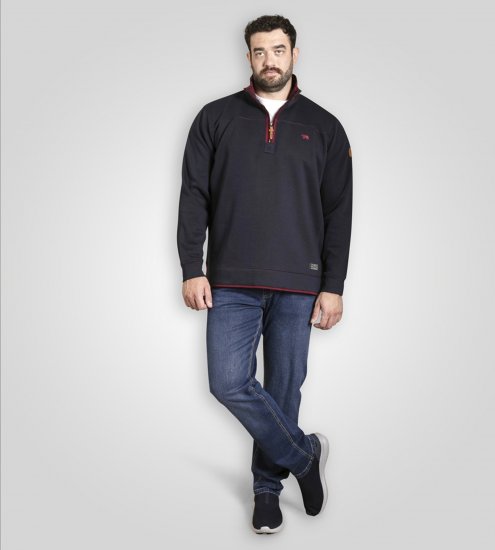 Duke Leicester Quarter Neck Fleece Sweatshirt Navy - Puloveri & dukserice - Muške Puloveri & dukserice veliki brojevi