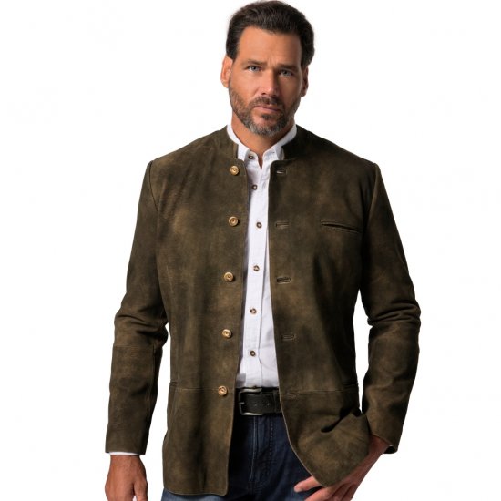JP1880 Jacket Goat Suede Traditional Mahogany Brown - Trachten & Oktoberfest - Oktoberfest kostimi u velikim veličinama (Trachten)