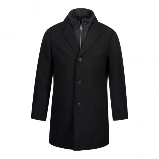 JP1880 Coat Wool Blend Quilted Black - Jakne - Muške Jakne Veliki Brojevi