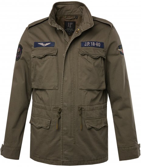 JP1880 Field Jacket with Badges Vintage Look Moss Green - Jakne - Muške Jakne Veliki Brojevi