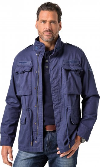 JP1880 Field Jacket with Badges Vintage Look Light Azure Blue - Jakne - Muške Jakne Veliki Brojevi