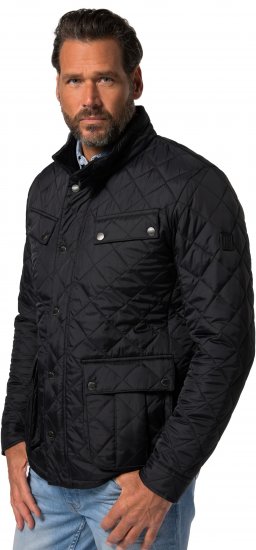 JP1880 Quilted with Multiple Pockets Jacket Black - Jakne - Muške Jakne Veliki Brojevi