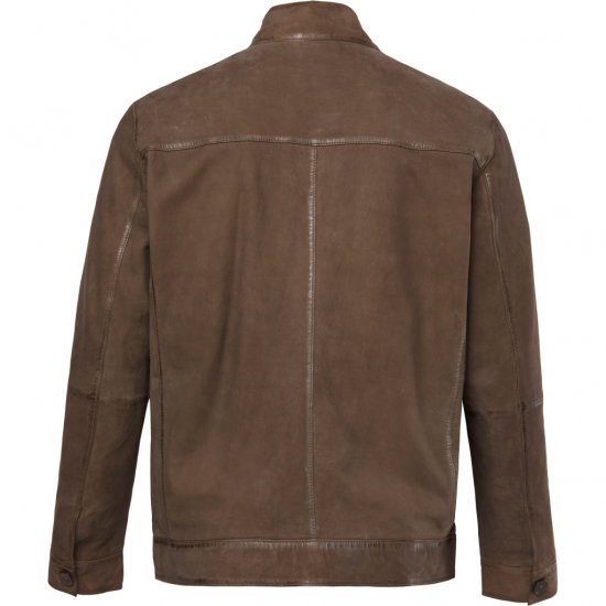 JP1880 Leather Jacket Lambskin Suede Brown - Jakne - Muške Jakne Veliki Brojevi