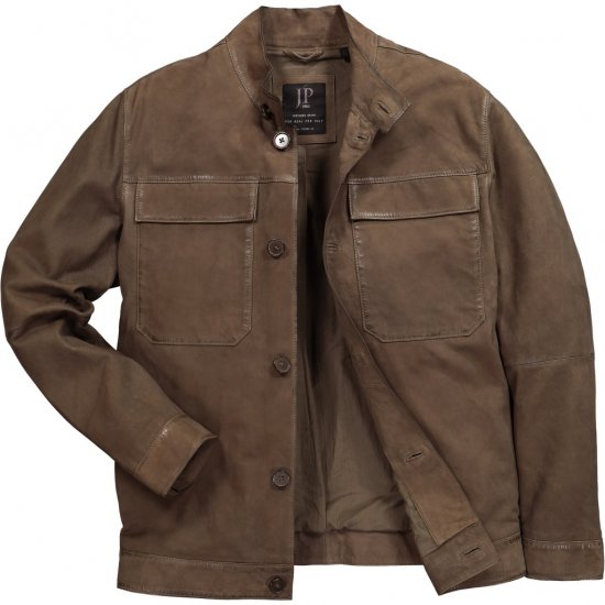 JP1880 Leather Jacket Lambskin Suede Brown - Jakne - Muške Jakne Veliki Brojevi