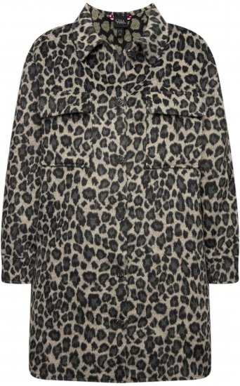 Ulla Popken Leopard Print Shirt Jacket Black - Jakne - 