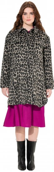 Ulla Popken Leopard Print Shirt Jacket Black - Jakne - 