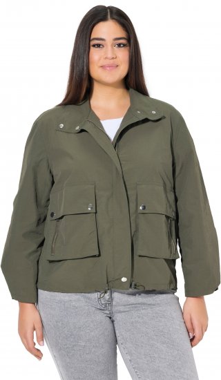 Ulla Popken Cargo Style Elastic Hem Jacket Olive Grey - Jakne - 