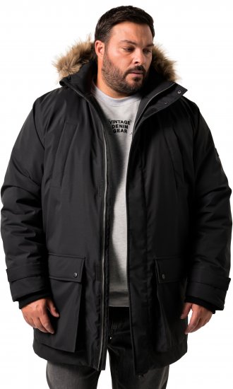 Men Plus Parka With Fur Hood Black - Jakne - Muške Jakne Veliki Brojevi