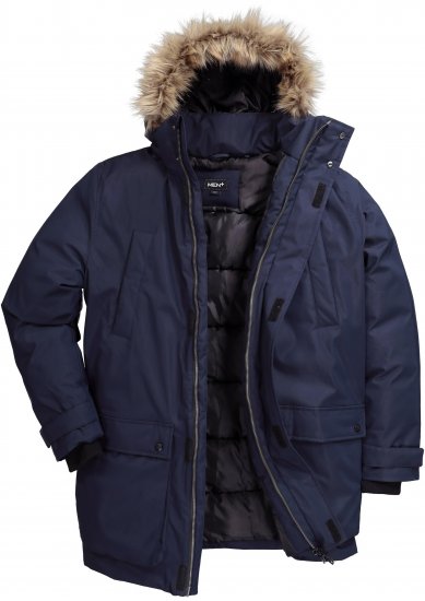 Men Plus Parka With Fur Hood Navy - Jakne - Muške Jakne Veliki Brojevi