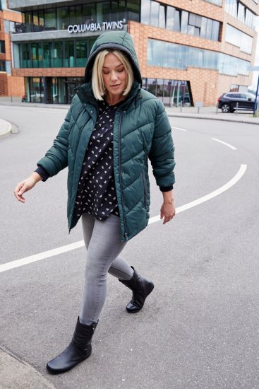Ulla Popken HYPRAR Reflective Detail Quilted Jacket Dark Green - Jakne - 