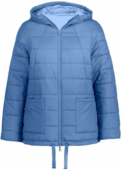 Ulla Popken Reversible Butterfly Print Fully Lined Quilted Jacket Blue Denim - Jakne - 