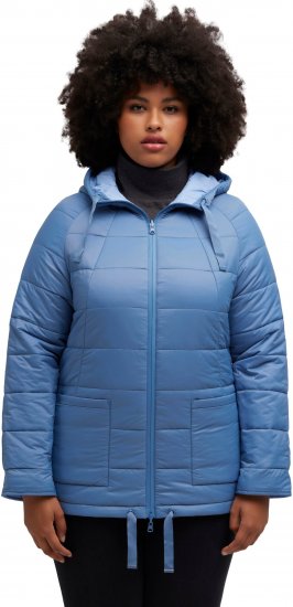 Ulla Popken Reversible Butterfly Print Fully Lined Quilted Jacket Blue Denim - Jakne - 