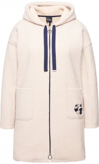 Ulla Popken Oversized Teddy Plush Heart Detail Jacket Pebble Grey - Jakne - 