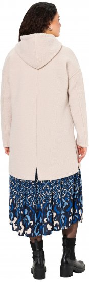 Ulla Popken Oversized Teddy Plush Heart Detail Jacket Pebble Grey - Jakne - 