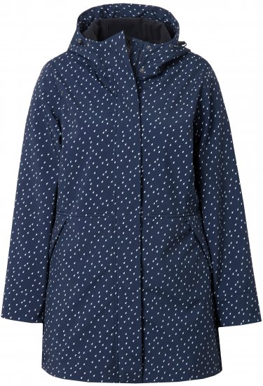 Ulla Popken Raindrop Print Longline Waterproof Jacket Navy - Jakne - 