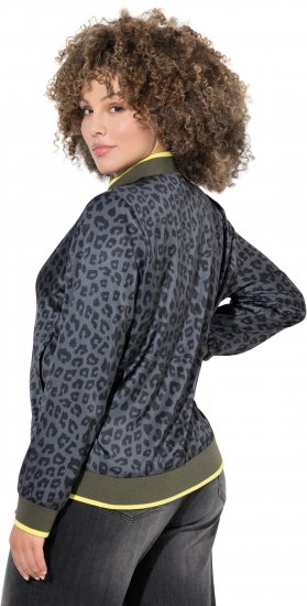 Ulla Popken Reversible Leopard Print College Collar Jacket Olive Grey - Jakne - 