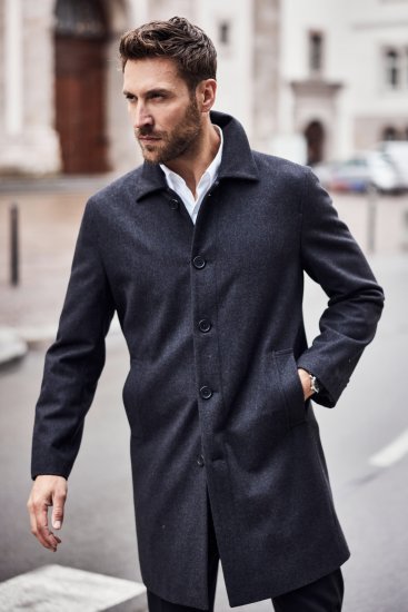 JP1880 Coat Wool Blend Water Repellent Dark Grey - Jakne - Muške Jakne Veliki Brojevi