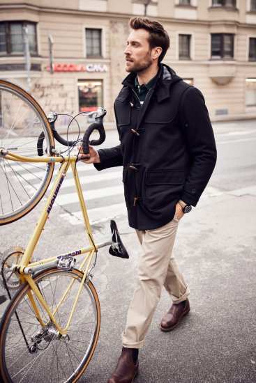 JP1880 Dufflecoat Water-repellent Black - Jakne - Muške Jakne Veliki Brojevi
