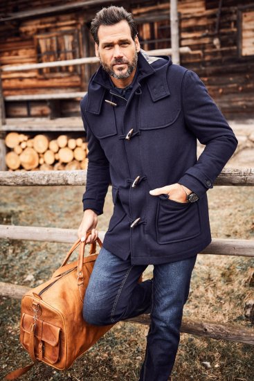 JP1880 Duffle Coat Water Repellent with Detachable Hood Navy - Jakne - Muške Jakne Veliki Brojevi