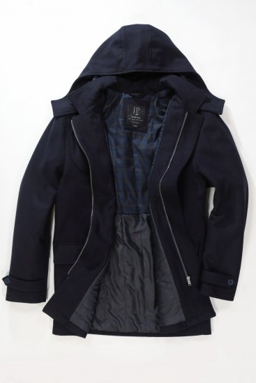 JP1880 Duffle Coat Water Repellent with Detachable Hood Navy - Jakne - Muške Jakne Veliki Brojevi