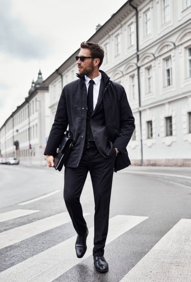 JP1880 Jacket Business Waterproof Black - Jakne - Muške Jakne Veliki Brojevi