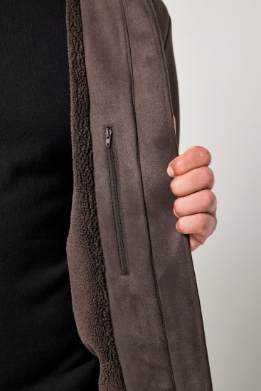 JP1880 Bomber Jacket Faux Leather Dark Brown - Jakne - Muške Jakne Veliki Brojevi