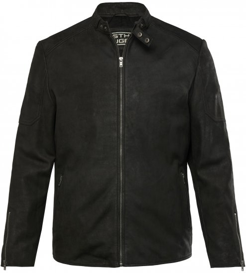 STHUGE Leather Biker Jacket Lamb Nappa Leather Black - Jakne - Muške Jakne Veliki Brojevi